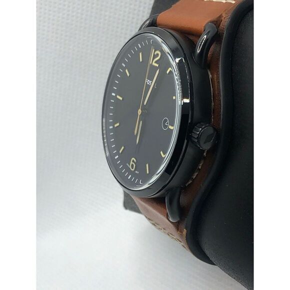 Fossil FS5524 Unisex Brown Leather Analog Black Dial Quartz Genuine Watch HO338 - Picture 2 of 9